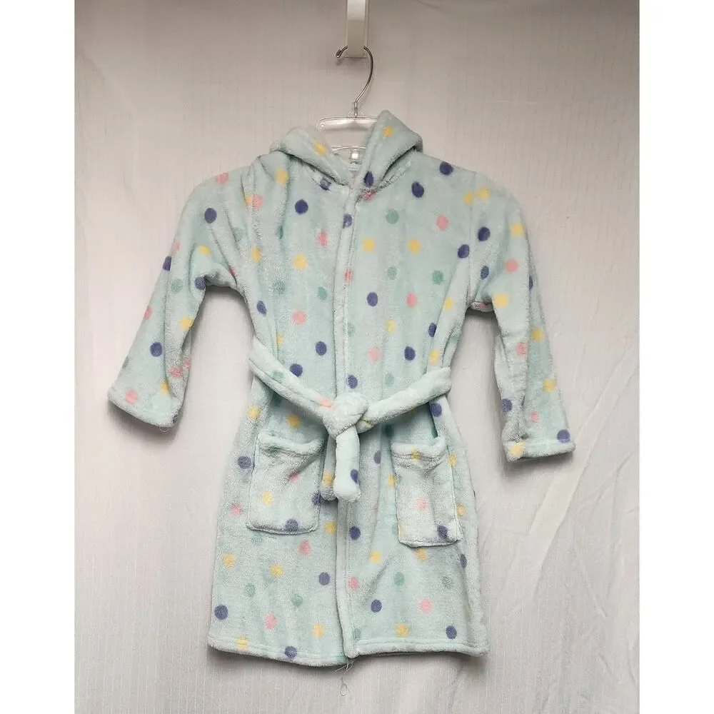 Toddler Robes Cute Pattern Bathrobe Unisex Kids Robe Baby Flannel Hoodie Size 2